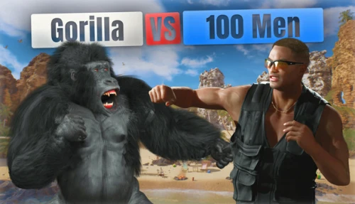 Gorilla Vs 100 Men